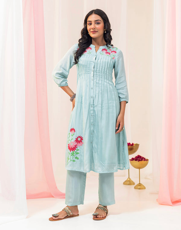 RUHI BLUE EMBROIDERED KURTA SET