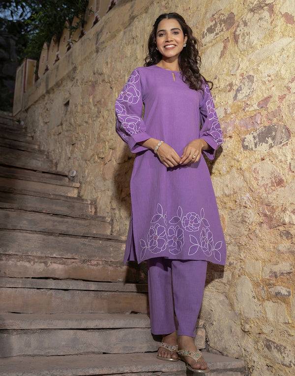 SAMARA PURPLE EMBROIDERED KURTA SET