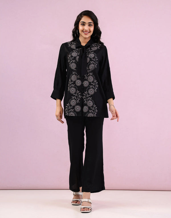 SEREN BLACK EMBROIDERED CO-ORD SET