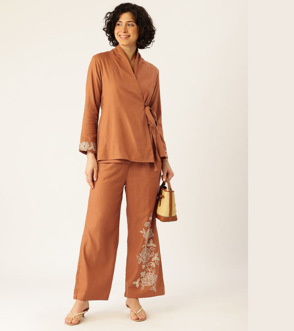 SHAKY BROWN EMBROIDERED CO-ORD