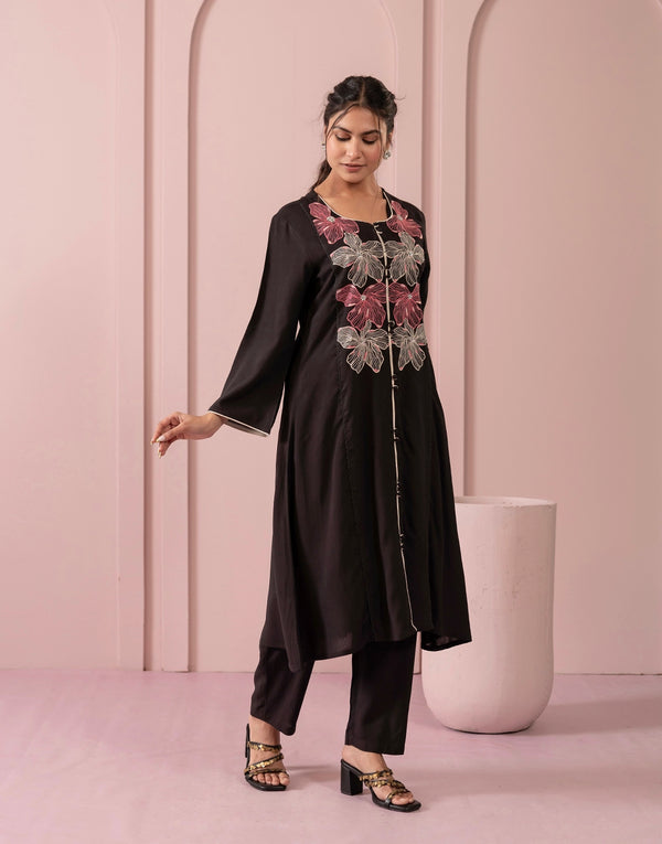 SIMRAN BLACK EMBROIDERED KURTA SET