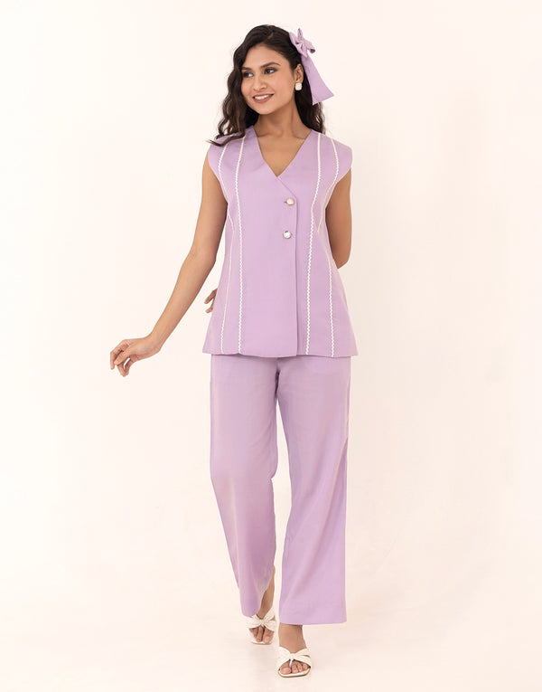 STELLA LAVENDER SLEEVELESS BLAZER SET