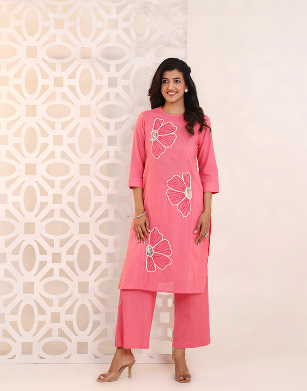 SUFIYANA PINK EMBROIDERED KURTA SET