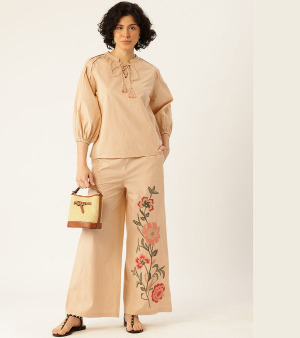 SWAANA BEIGE EMBROIDERED CO-ORD