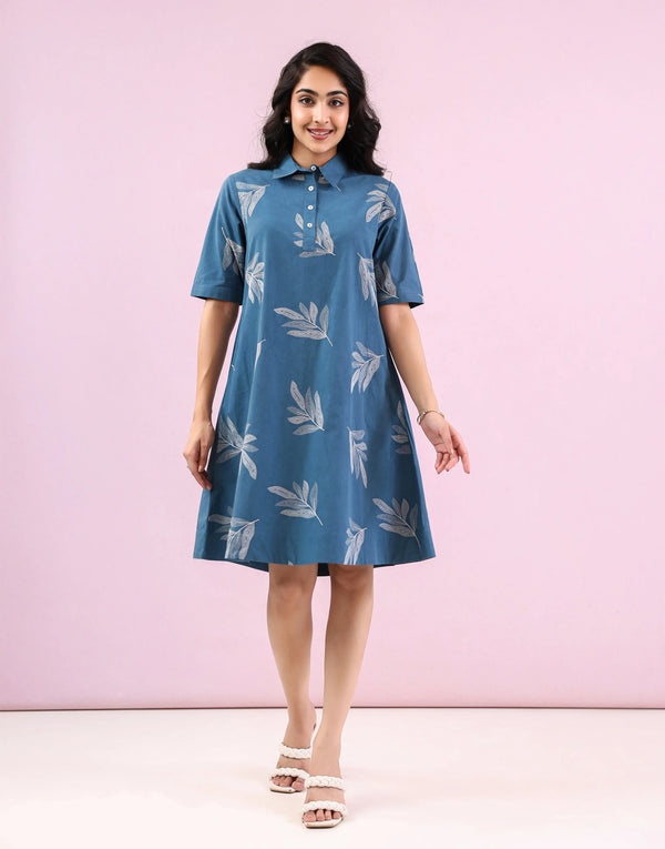 TWINKLE TEAL EMBROIRED DRESS