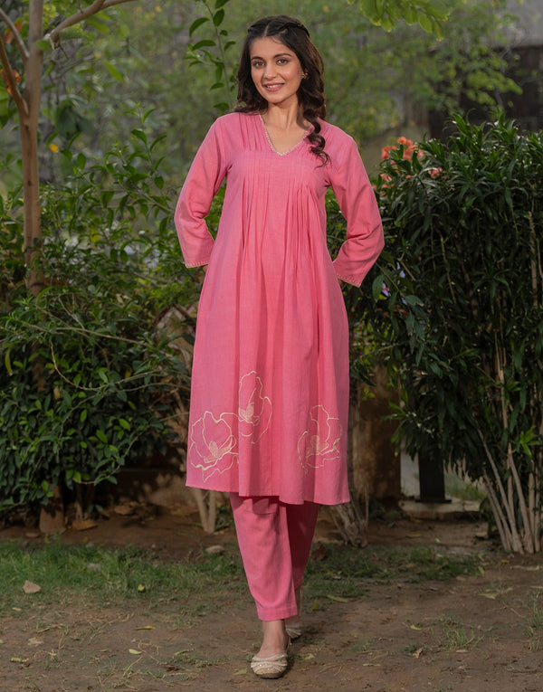 VIENNA PINK EMBROIDERED KURTA SET