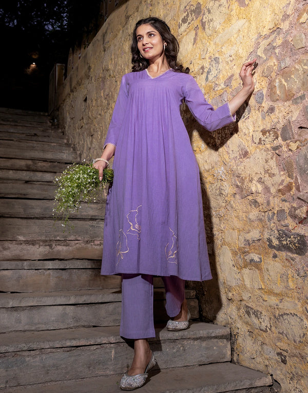 VIENNA PURPLE EMBROIDERED KURTA SET