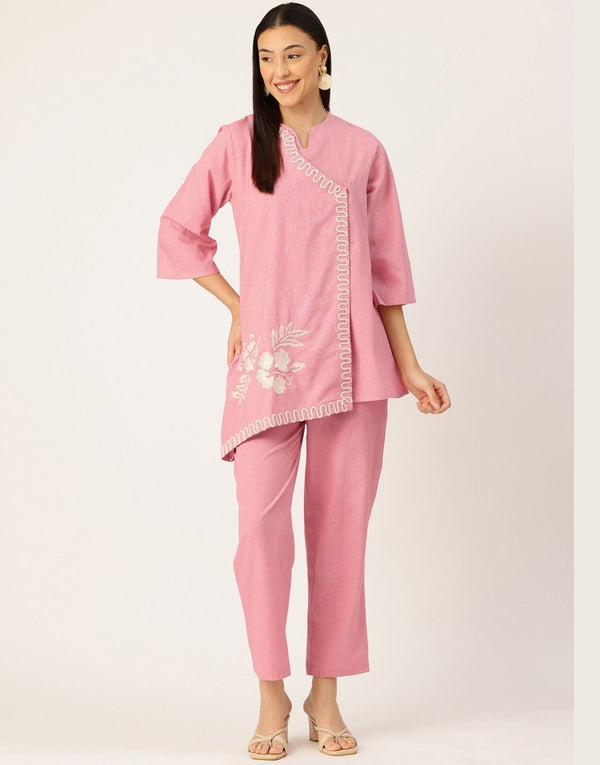 ZAHRA PINK EMBROIDERED CO-ORD SET