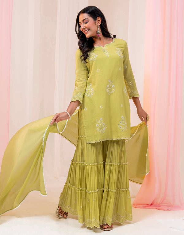 ZARINA GREEN EMBROIDERED 3PCS SET