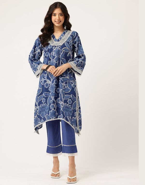 ZUHANA BLUE PRINTED KURTA SET