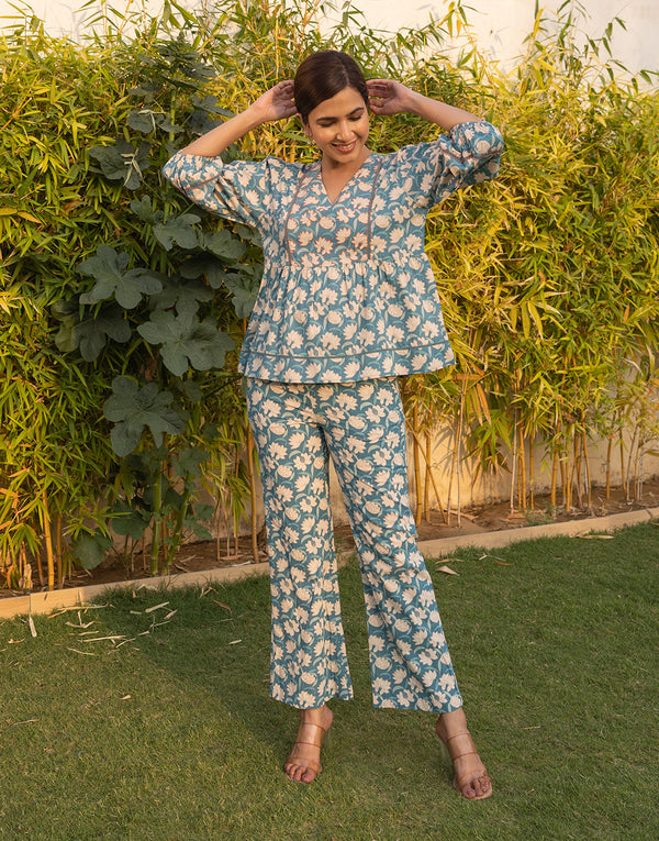 Vienna co-ord set (Blue Printed)