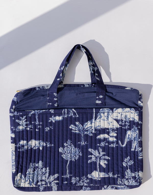Berry blue floral printed laptop Bag